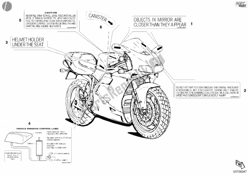 Todas las partes para Etiquetas De Advertencia Ee. De Ducati Superbike 998 Matrix Single-seat 2004